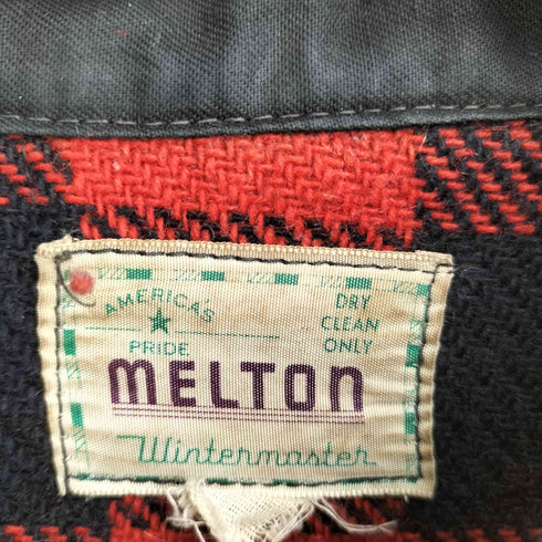 メルトン melton 60-70s ウール バッファローチェック 長袖 ネルシャツ メンズ